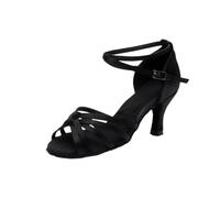 Chaussures De Danse Latine pour Femme Chaussures de Danse Latine for Femmes et Filles, Baskets Professionnelles à Semelle Souple 5/7cm for la Pratique du Jazz Salsa pour Danse(Black 7cm,37)