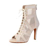 Chaussures De Danse Latine pour Femme Femmes Chaussures de Danse Salle Bal Salsa fête Sociale Chaussons Latine for Femmes/Dames Talons Aiguilles pour Danse(Beige,7CM_42)