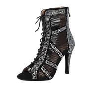 Chaussures De Danse Latine pour Femme Femmes Chaussures de Danse Salle Bal Salsa fête Sociale Chaussons Latine for Femmes/Dames Talons Aiguilles pour Danse(Black,7CM_42)