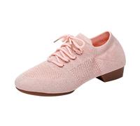 Chaussures de danse latine pour femme - Noir - Lacets fermés - Salsa Tango - Salle de bal - Chaussures d'entraînement - Talons tricotés - Sandales en maille - Chaussures en tissu respirant - Dentelle