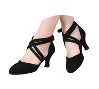Chaussures De Danse Latine pour Femmes Sandale en Suède Bout Fermé Tango Valse Sociale Salsa
