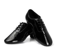 Chaussures de danse latine pour homme - Chaussures de danse latine en cuir pour homme - Moderne - Danse internationale - Chaussures de danse carrée pour homme - Semelle souple - Baskets (cuir brillant