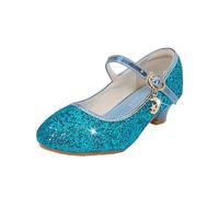 Chaussures de Danse Latine Professionnel Réglable Salle de Pratique Professionnelle pour Femmes Talons Bas Cristaux Danse Bout Fermé/Ouvrir Social pour Fêtes Mariages Latin Moderne Et Tango, bleu, 38