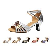 Chaussures de danse latine - Sandales compensées à bout ouvert - Tango - Chaussures pour femme - Semelle souple - Sandales compensées - Pour fête d'été - Chaussures de mariage élégantes à talons hauts