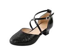 Chaussures de danse latino-américaines 2026 avec semelle souple, talons hauts, chaussures flexibles pour danses standard, tango, spectacles, Noir , 37 EU
