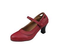 Chaussures de danse moderne pour femme - Chaussures de danse d'intérieur Friendship Square Dance National Standard avec talon moyen, rouge, 42 EU