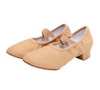 Chaussures de danse pour femme à talon bas - Couleur unie - Décontractées et confortables - Antidérapantes - Convient pour le ballet classique, beige, 38 EU