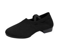 Chaussures de danse pour femme avec talon latin, lacets fermés, salsa, tango, moderne, salle de bal de jazz, chaussures de performance, chaussures d'entraînement pour femme, semelle souple, respirante