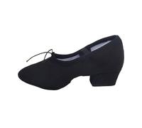 Chaussures de Danse qualité for Femmes Talon Moyen en Cuir Filles Chaussures Ballet Ventre Yoga Enseignants(Canvas Black,6)