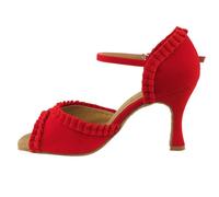 Chaussures de danse salsa pour femmes, style bricolage, troupeau rouge, talon de 2021 cm, semelle en daim, salle de Rhintérieure, latine, fête, 8.3 Talon de 7 cm