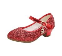Chaussures de danse scintillantes pour filles, chaussures de danse pour enfants, idéales pour l'école et les activités d'automne, rouge, 34 EU