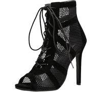 Chaussures de Danse Sexy pour Femme Heels Dance Bottines de Danse Ouvertes pour soirée ou Bal de Fin d'année Chaussures à Lacets à Talon de 7 cm pour Femmes Sandales Hautes en Maille Confort