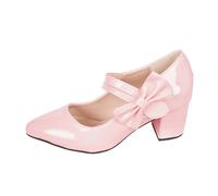 Chaussures de danse traditionnelles à talon bloc pour femme, chaussures de mariée élégantes avec boucle, ballerines épaisses pour mariage, chaussures à talons classiques de style, Rose clair, 35 EU