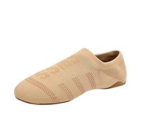 Chaussures de Danse tricotées for Femmes, Baskets à Semelle Souple et Talons Bas, Chaussures d'entraînement Latine, Ballet, Jazz, Salle Bal, for Filles pour Performer(Brown02,42)