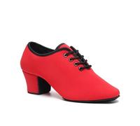 Chaussures de Danse Unisexes for Hommes et Femmes, Chaussures Latine, Moderne, Salsa, Tango, Jazz, Salle Bal, Talon carré, 3,5/5 cm(Red 5cm 2S,28)