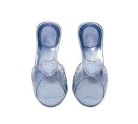 RUBIE'S Chaussures de Princesse Bleues - Mules Enfants Robe de Princesse - Taille Unique - Souliers Bleues à Paillettes et Médaillon Cœur - Pour Déguisement Princesse Carnaval, Anniversaire