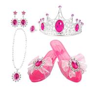 Chaussures de déguisement pour fille - Avec collier, chaussures de jeu de rôle antidérapantes - Chaussures pour enfants pour princesses - Pour boucles d'oreilles, fête, anniversaire, vacances