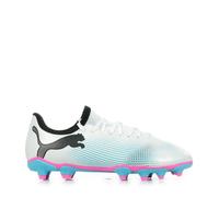 PUMA Unisex Kids Future 7 Play Fg/Ag Jr Chaussures de football, White Black Poison Pink, 38 EU