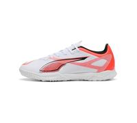 Puma Chaussures de football mixte Ultra 5 Play TT – Blanc/Noir/Rouge lumineux – Taille 40 EU