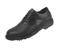 Chaussures de golf classiques pour homme - Noir et blanc - Style selle - Chaussures de sport imperméables avec semelle à pointes pour l'extérieur, Noir , 42 2/3 EU