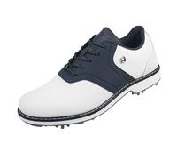 Chaussures de golf classiques pour homme - Noir et blanc - Style selle - Chaussures de sport imperméables avec semelle à pointes pour l'extérieur, bleu, 42 2/3 EU