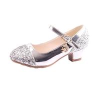 Chaussures de gymnastique pour fille - Chaussures à talons hauts - Princesse - Chaussures de soirée - Chaussures de performance - Chaussures en cristal, argenté, 33 EU