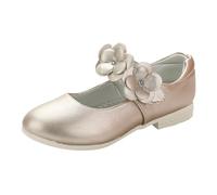 Chaussures de gymnastique pour fille - Chaussures en cuir blanc - Bowknot - Chaussures de princesse - Chaussures de performance, or, 34 EU