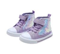 Chaussures de gymnastique pour fille - Mode printemps - Haute tendance - Paillettes - Chaussures de princesse - Boucle décontractée - Chaussures de planche, lilas, 27 EU