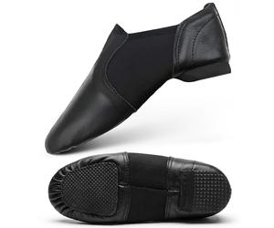 Chaussures de jazz à enfiler en néoprène, chaussures de danse jazz en cuir et chaussures de danse moderne, Noir , 37 EU