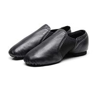 Chaussures de jazz en cuir souple à semelle fendue à enfiler pour femmes, hommes, garçons et filles, Noir , 39 EU