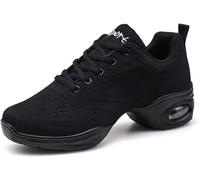 Chaussures de Jazz pour Femmes Baskets à Lacets Coussin Respirant Baskets de Danse Fille Semelles Divisées Chaussures de Danse de Marche Sportive Fitness Sneakers (Tanz-J19, 35EU)