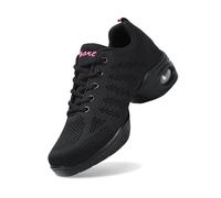 Chaussures de Jazz pour Femmes Baskets à Lacets Coussin Respirant Baskets de Danse Fille Semelles Divisées Chaussures de Danse de Marche Sportive Fitness Sneakers n12