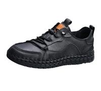 Chaussures de loisirs en cuir pour homme - Chaussures de travail avec lacets - Chaussures de marche - Chaussures d'extérieur légères - Chaussures d'été antidérapantes - Chaussures basses formelles