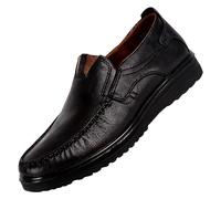 Chaussures de loisirs légères pour homme - En cuir souple - Pour homme - Élégantes - Décontractées - Mocassins d'été - Chaussures de soirée - Sans lacets, Noir , 42 EU