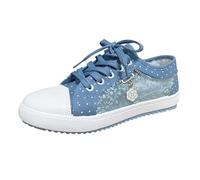 Chaussures de loisirs pour femme - Baskets brodées - Dentelle - Respirantes - Chaussures de marche en tissu - Élégantes - Chaussures basses à lacets - Chaussures de course légères et sportives