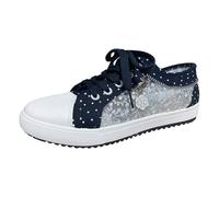Chaussures de loisirs pour femme - Baskets brodées - Dentelle - Respirantes - Chaussures de marche en tissu - Élégantes - Chaussures basses à lacets - Chaussures de course légères et sportives