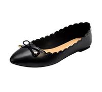Chaussures de loisirs pour femme - En cuir - Élégantes - Plates - Antidérapantes - Légères - Chaussures de marche - Confortables - Chaussures de danse - Chaussures basses, Noir , 41 EU