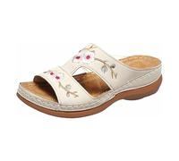 Chaussures de loisirs pour femme - En cuir - Mules d'été - Sandales à bride arrière - Pantoufles creuses - Chaussures d'été - Bout ouvert - Semelle intérieure douce - Respirantes, Blanc., 37 EU