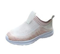 Chaussures de loisirs pour femme - En maille creuse - Légères et plates - Chaussures de santé confortables - Pieds larges - Chaussures de danse - Antidérapantes - Respirantes et douces, Rose, 37 EU