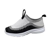 Chaussures de loisirs pour femme - En maille creuse - Légères et plates - Chaussures de santé confortables - Pieds larges - Chaussures de danse - Antidérapantes - Respirantes et douces, Noir , 39 EU