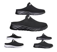 Chaussures de loisirs pour homme sans lacets - Chaussures de marche pour homme - Larges pieds - Antidérapantes - Pour la gym et la marche - Légères et respirantes, Noir , 39 EU