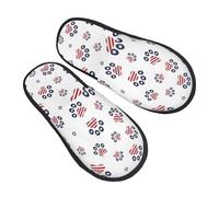 Chaussures De Maison American Flag Dog Paw And Star Pantoufle Antidérapantes Chaussures Pour Femme Et Homme Fuzzy Pantoufles Pour Hiver Chambre À Coucher Camping M
