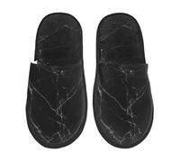 Chaussures De Maison Black Marble Texture Abstract Print Chaussures Duveteux Fuzzy Pantoufles Pour Femme Et Homme Shoes Pour Piscine Fête Hiver L