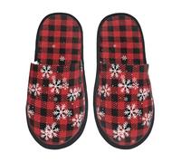 Chaussures De Maison Carreaux De Bison Rouge Pantoufles Duveteux Slippers Chauds Pantoufle Pour Camping Fête Chambre À Coucher M