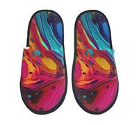 Chaussures De Maison Colorful Abstract Swirls Print Shoes Chauds Slippers Antidérapantes Pantoufles Pour Chambre À Coucher Hiver Fête L