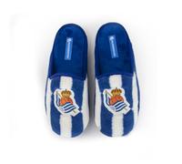 Chaussures de maison du FC Real Sociedad au design classique avec le blason officiel du club, fabriquées en Espagne avec des matériaux résistants. Semelle antidérapante, lavable, bleu, 40 EU
