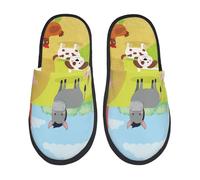 Chaussures De Maison Farm Animals 3 Print Fuzzy Pantoufles Duveteux Pantoufle Outdoor Shoes Pour Hôtels Camping Voyages M
