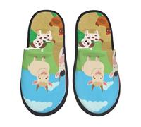 Chaussures De Maison Farm Animals Print Chaussures Chauds Pantoufles Antidérapantes Slippers Pour Hôtels Chambre À Coucher Voyages L
