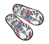 Chaussures De Maison Fleur De Big Ben Antidérapantes Pantoufles Chauds Slippers Hiver Pantoufle Pour Camping Voyages M