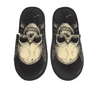 Chaussures De Maison Gothic Winged Skull Print Fuzzy Pantoufles Antidérapantes Slippers Intérieur Et Extérieur Pantoufles Pour Chambre À Coucher Hiver Hôtels L